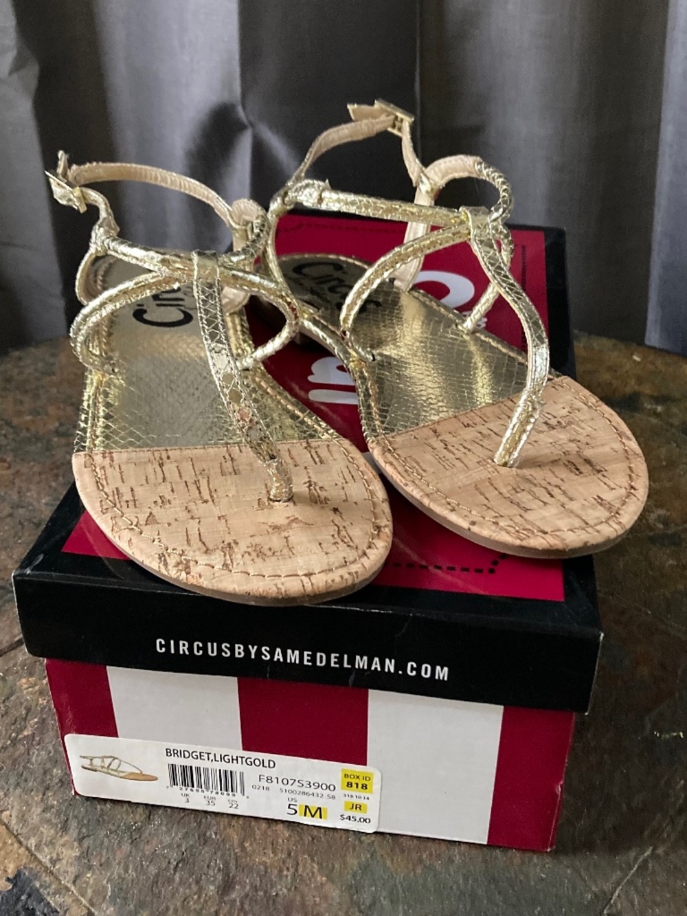 Circus by Sam Edelman Gold Strappy Bridget Sandals Boho Coastal Metallic Sz5